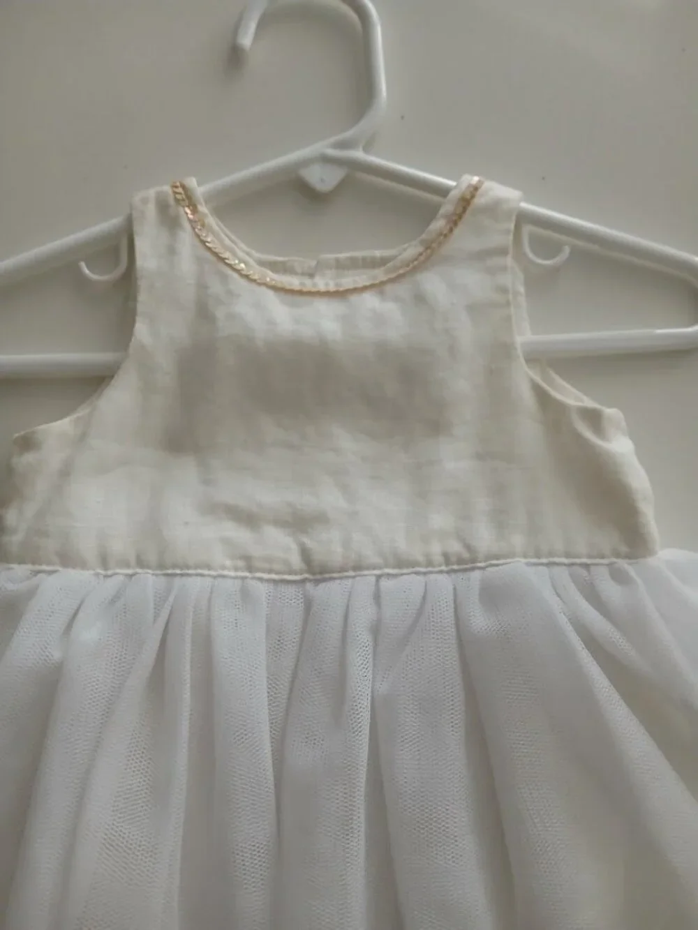 Lovely Linen and Tuille Baby Party Dress with Sequin Detail - Newborn - FRANCE